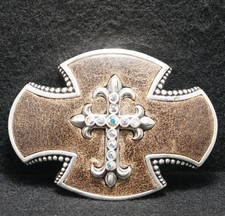 WG13170 NOS AMAZING VINTAGE 2000s  CROSS  RELIGIOUS FASHION MENS BELT BUCKLE