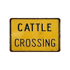 Cattle Crossing Sign Vintage Look Reproduction Farm Ranch Dairy Cow 108120067031