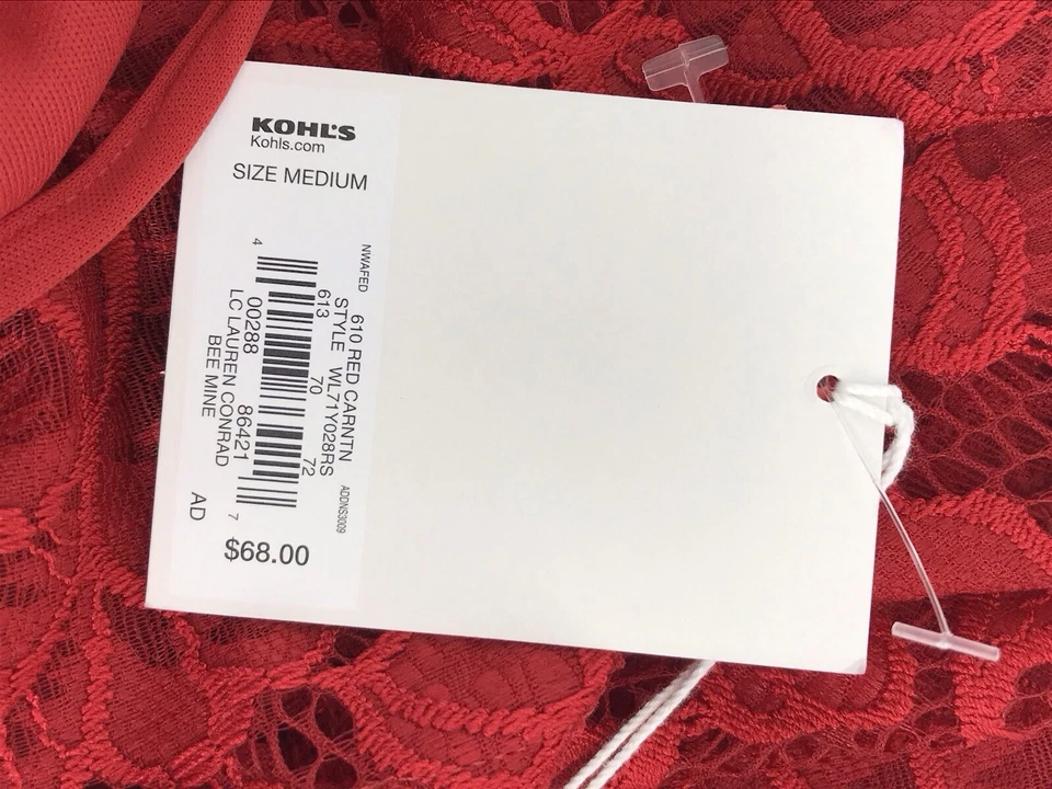 Vestido Lauren Conrad Usado Para Mujer Rojo Encaje Sin Mangas Talla Med Nuevo Con Etiquetas Foto 4 de 4