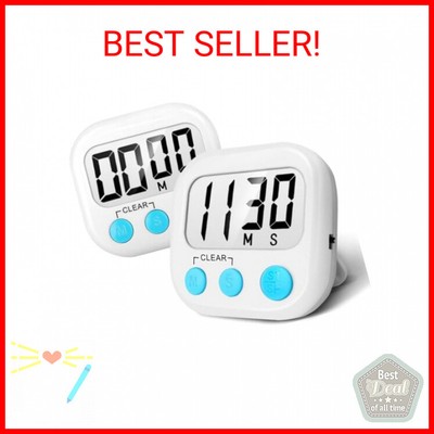 2 Pack Digital Kitchen Timer for Cooking Big Digits Loud Alarm Magnetic Backing