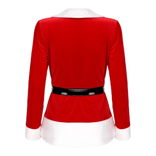 Womens Santa Suit Santa Claus Jacket Christmas Fancy Dress Cardigan with Belt - Picture 6 of 19