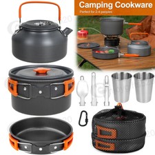 2-4 Person Camping Kochgeschirr Set Kochset Outdoor Töpfe Bratpfanne Kettle Kit