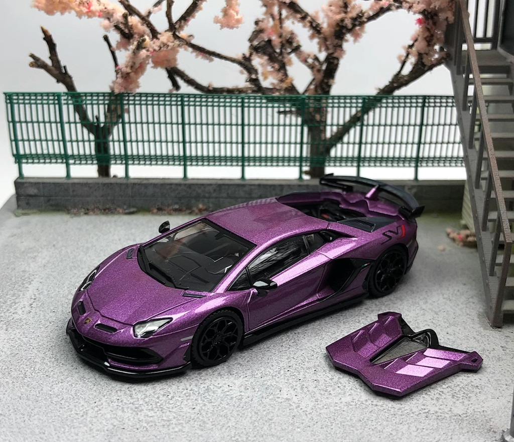 HH 1:64 Purple Sian Aventador SVJ Racing Sports Model Diecast