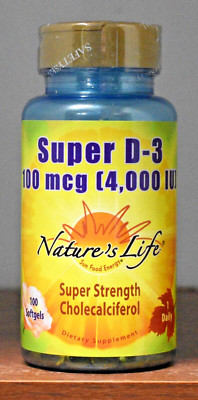 Nature's Life Super D-3 4000 IU 100 Softgels Natures Life D3 100mcg 100 mcg