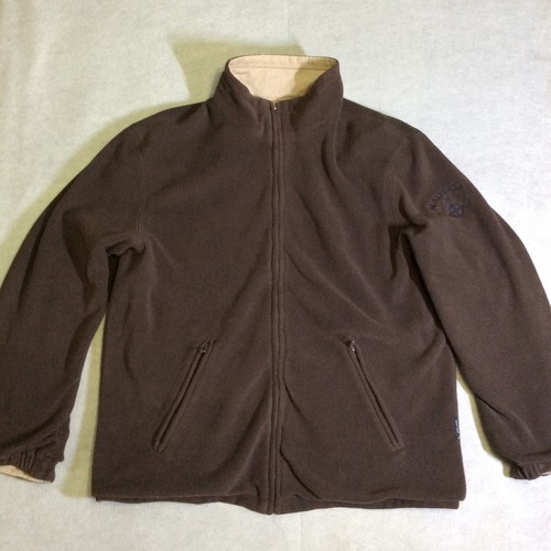 Nautica Mens Jacket Sz M Reversible Brown Khaki Full Zip Pockets Cotton Fleece - Picture 24 of 24