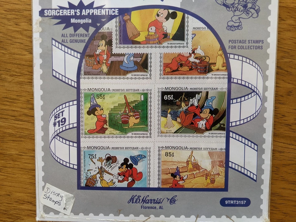 Conjunto de Selos de Aprendiz de Feiticeiro da Disney da Mongólia Disney O Mundo da Fantasia NOVO - Imagem 4 de 4
