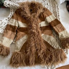 Rare Vintage Giacca Penny Lane Inspired Leather & Faux Fur Coat Small
