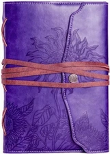Vintage Purple Faux Leather Refillable Writing Journal - Slim A5 Diary Notebook