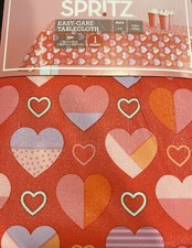 Easy Care 60 X 84 Tablecloth - Heart Valentines Day, Plastic Red NWT