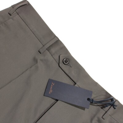 Zanella NWT Chinos / Casual Pants Size 34 US Parker In Solid Gray Cotton Blend