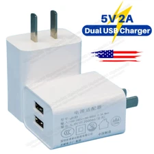 2Pcs Dual Port USB Power Adapter Cube Fast Wall Charger Block For iPhone Android