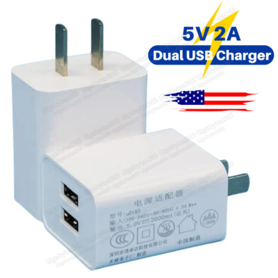 2Pcs Dual Port USB Power Adapter Cube Fast Wall Charger Block For iPhone Android