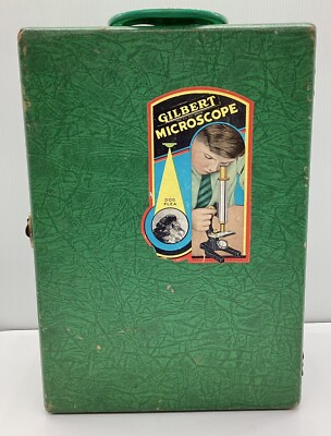 Vintage Gilbert Microscope Set 1952/53 Green Case RARE 14''X 10''X 5''