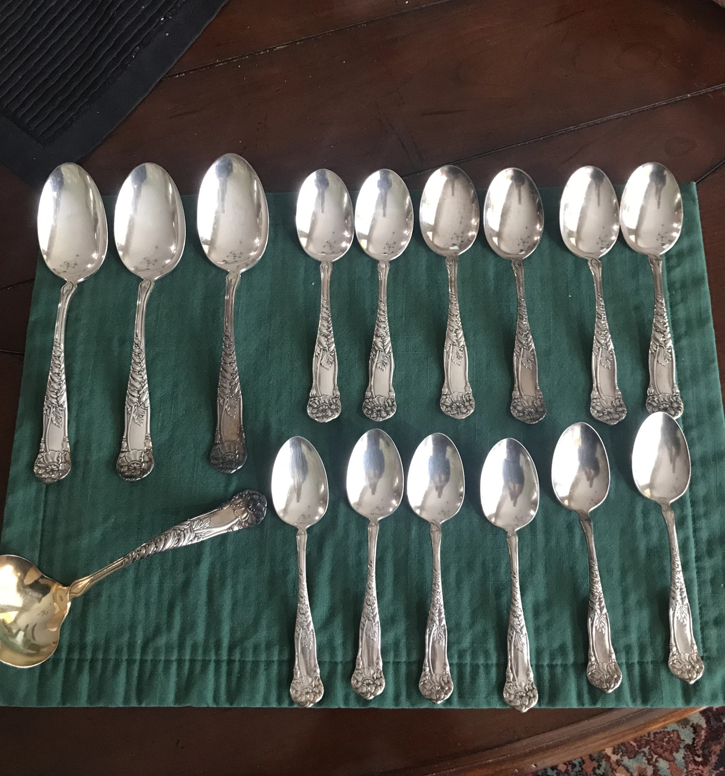 16 Pcs “Cereta Silver Plated Flatware. Oneida 1902. Spoons and Ladle