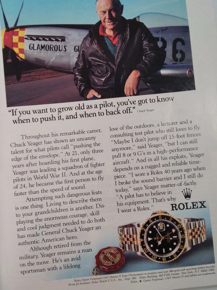 Air & Space Magazine Smithsonian Rare Vtg 1993 X-15 Test Pilots Rolex Yeager Ad - Image 3 of 4