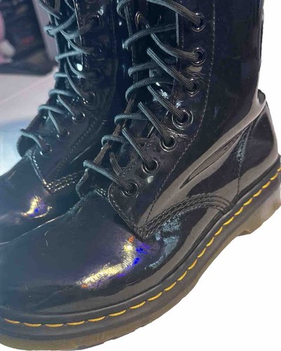 Dr Martens Grunge Y2K Patent Leather Combat Boots US Womens 8 UK 6 EUC - Bild 2 von 9