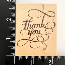 Rubber Stampede Elegant Thank You Script Flourish Heart Swirl A859F Rubber Stamp