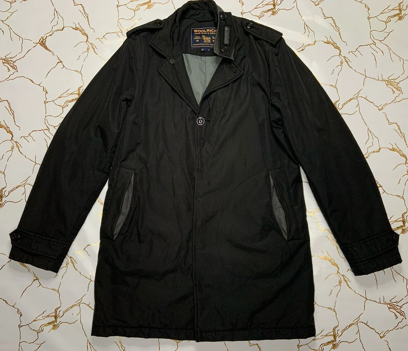 WOOLRICH Men Black Button Thermal Mid-length Jacket Size US Small EU Medium