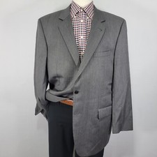 JOS A BANK Men's Sport Coat Blazer Two Button Gray Herringbone Wool Size 46L