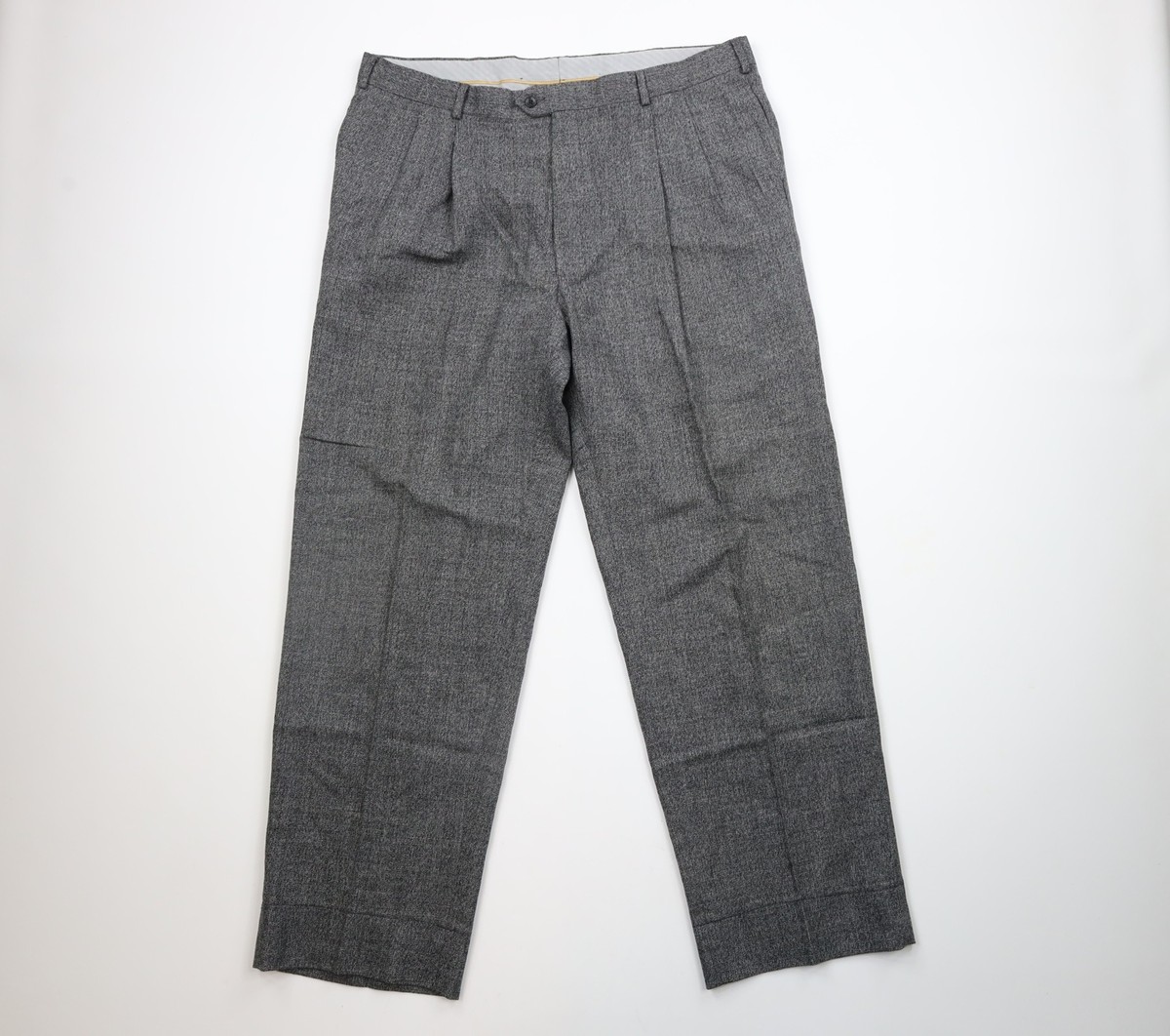 Vintage 70s Streetwear Mens 38x32 Pleated Wool Knit Wide Leg Vintage 70s Streetwear Mens 38x32 Pleated Wool Knit Wide Leg