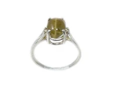 19thC Antique 4½ct Honey Apatite Cat's-Eye + Ring: Ancient Greek Goddess Apate