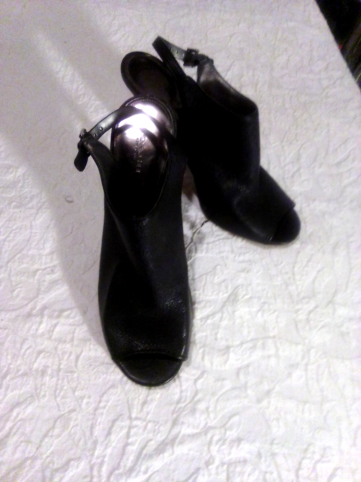 COACH Black Leather Heels with Sling Back & Peek-A-Boo Toe Size 7-8 CLASSY-image