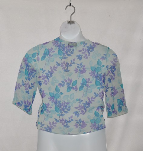 Bob Mackie Studio Floral Printed V-Neck With Side Tie Cardigan Size S Blue Multi - Picture 2 of 2