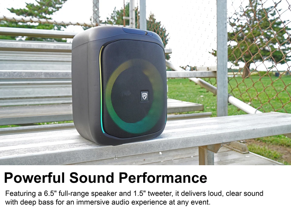 Rockville ROCKBOX PRO V2 6.5" 150w Portable LED Party Bluetooth Speaker Mic In - Image 2 of 4