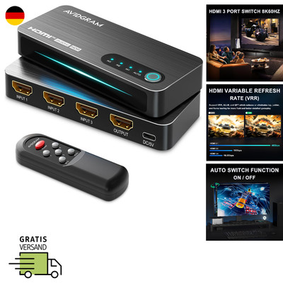 AVIDGRAM HDMI 2 1 Switch 3x1 IR Fernbedienung 4K 120
