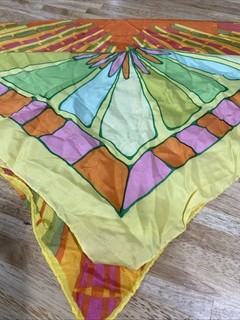 Set Of 2 Cool And Groovy Vintage 1960’s/70’s Bright Color Scarfs/ Handkerchief