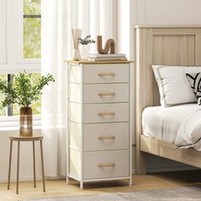 HOMCOM Fabric Chest of Drawers, 5 Drawer Dresser for Bedroom Refurbished