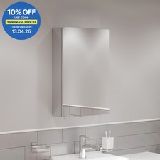 Single Door Bathroom Mirror Cabinet Cupboard Stainless Steel Wall Mounted 400mm