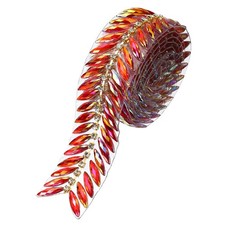 1" x 1 Yards Rhinestone Ribbon, Crystal Diamond Rhinestone Strips, Dazzling Red