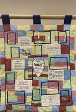 Vintage Grandmas Wall Hanging Quilt With Photo Pockets  Cute Quotes 35  X 27  