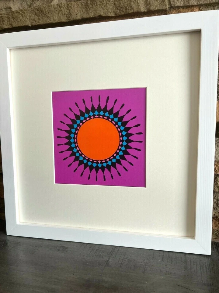 Tarjeta enmarcada ilustración psicodélica original de Peter Max años 60 © Peter Max g Foto 2 de 2