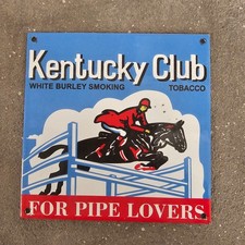 VINTAGE KENTUCKY CLUB TOBACCO OLD US GASOLINE OIL GAS PUMP ENAMEL PORCELAIN SIGN