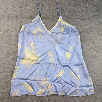 Forte Forte Tank Womens Large Blue Floral Italy Sleeveless Cami Azzurro Top