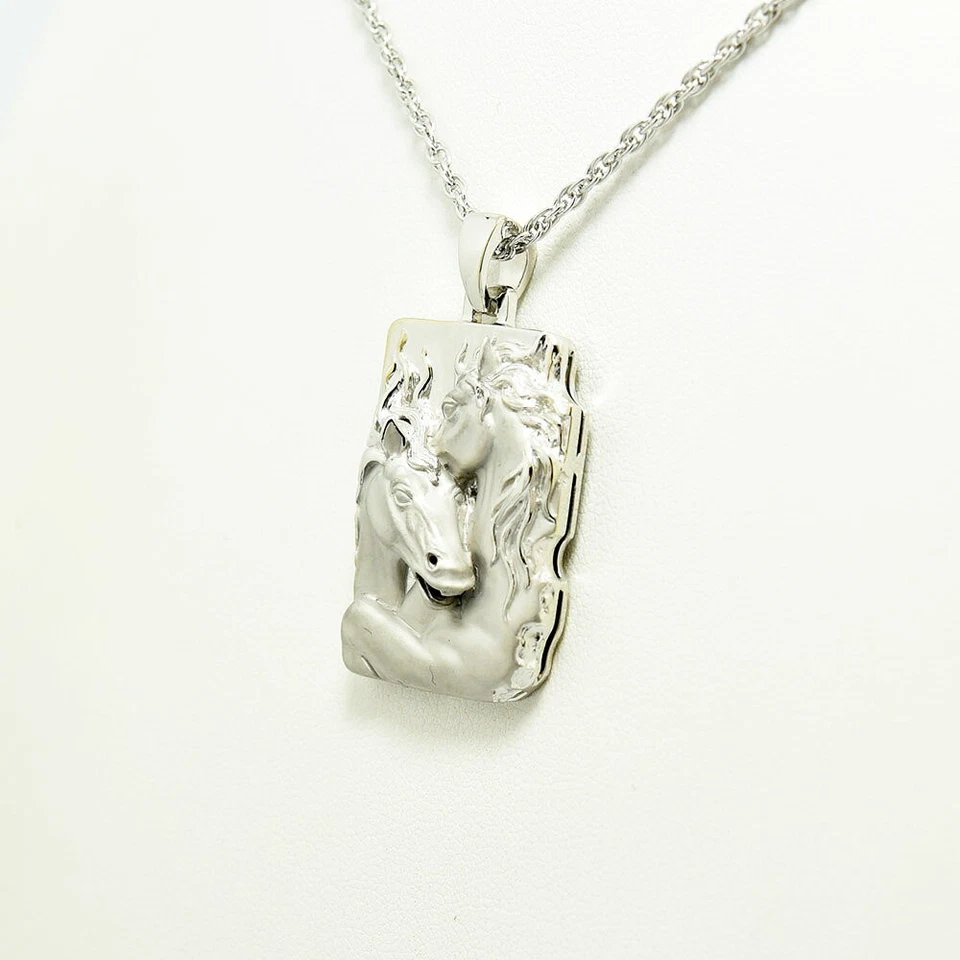 Collar Colgante Placa Caballo Carrera y Carrera K18 Oro Blanco 45cm 18'' Foto 2 de 4