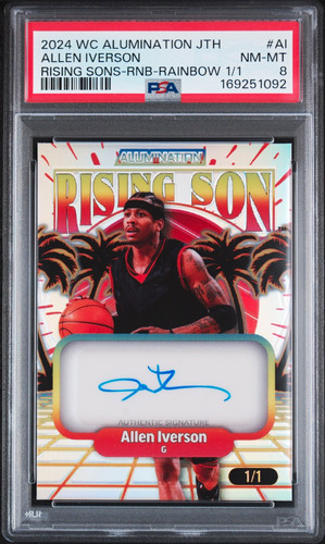 Wild Card 2024 Allen Iverson Rising Sons Rainbow Auto 1/1 PSA 8