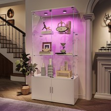 Glass Cabinet Display with LED Light Cabinet Display Collection 4 Doors 3Shelves