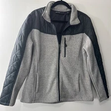 Swiss Tech Jacket Womens Size XL Black Gray Full Zip Fleece Lined Pockets