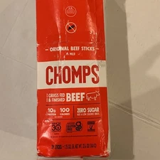 CHOMPS Grass-Fed and Finished Original Beef Jerky Snack Sticks 24-Pack