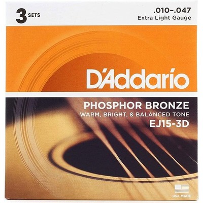 Saiten Westerngitarre D'Addario EJ15-3D .010-047 Gitarren Saiten Gitarrensaiten