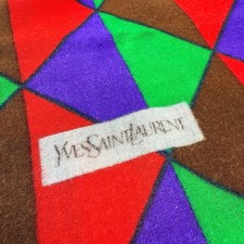 Vintage Yves Saint Laurent Wool Scarf 32" Square Geometric Mod Made READ