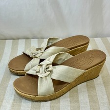 Skechers Beverlee Sail Twist Sandal Slip On Women's US 10 Beige Fabric Vegan