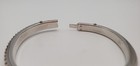 Vintage Channel Set Baguette Rhinestone Hinged Bangle Bracelet Silver — photo 10