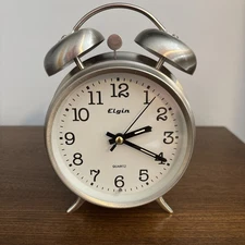 Elgin Bedside Alarm Clock Classic Double Twin Bell Quartz