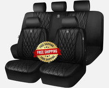 Fundas para asientos delanteros y traseros, 5 piezas, cuero de imitaci&oacute;n Negro