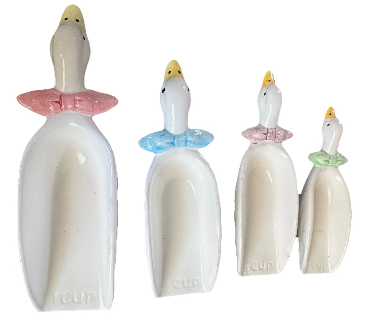 Vintage Ceramic Nesting Goose Geese Measuring Spoons Cups Set Of 4 Taiwan