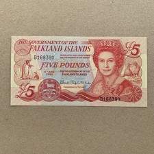 Falkland Islands 5 £ Pounds, 2005, British Administration P-17a, UNC QEII B999